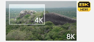 Illustration d’une image suréchantillonnée de 8K à 4K sans recadrage