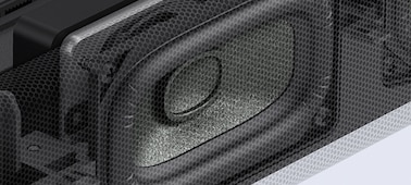 Close-up image of built-in subwoofer in HT-A7000