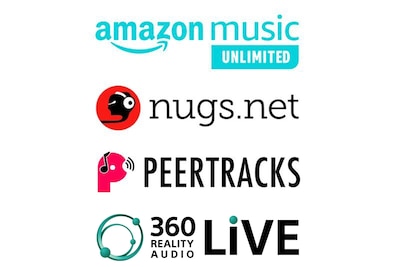 Logo d’Amazon Music Unlimited, nugs.net et 360 Reality Audio Live