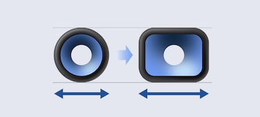 Comparison of unique rectangular shape of X-Balanced Speaker Unit with conventional speaker