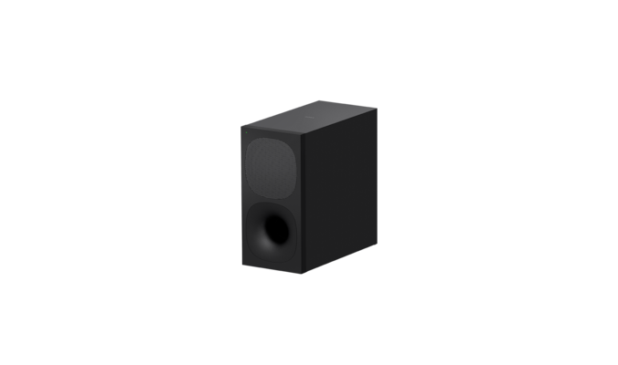 Three-quarter view of wireless subwoofer