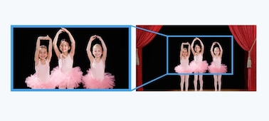 Illustration du zoom avec le zoom optique de grande qualité stabilisé 20x ou l'algorithme exclusif zoom « images claires » 40x offrant une qualité de zoom optique