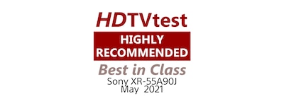 HDTVtest Highly Recommended Best-in-Class logo for BRAVIA 55A90J