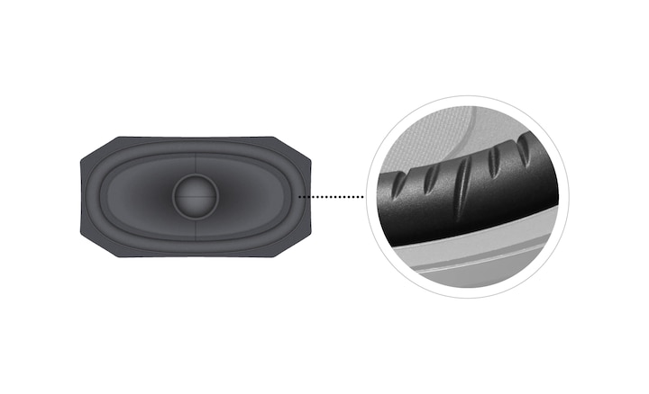 Close-up of the Separated Notch Edge on the X-Balanced Speaker Unit