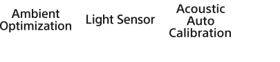 Logos of Ambient Optimization, Light Sensor and Acoustic Auto Calibration